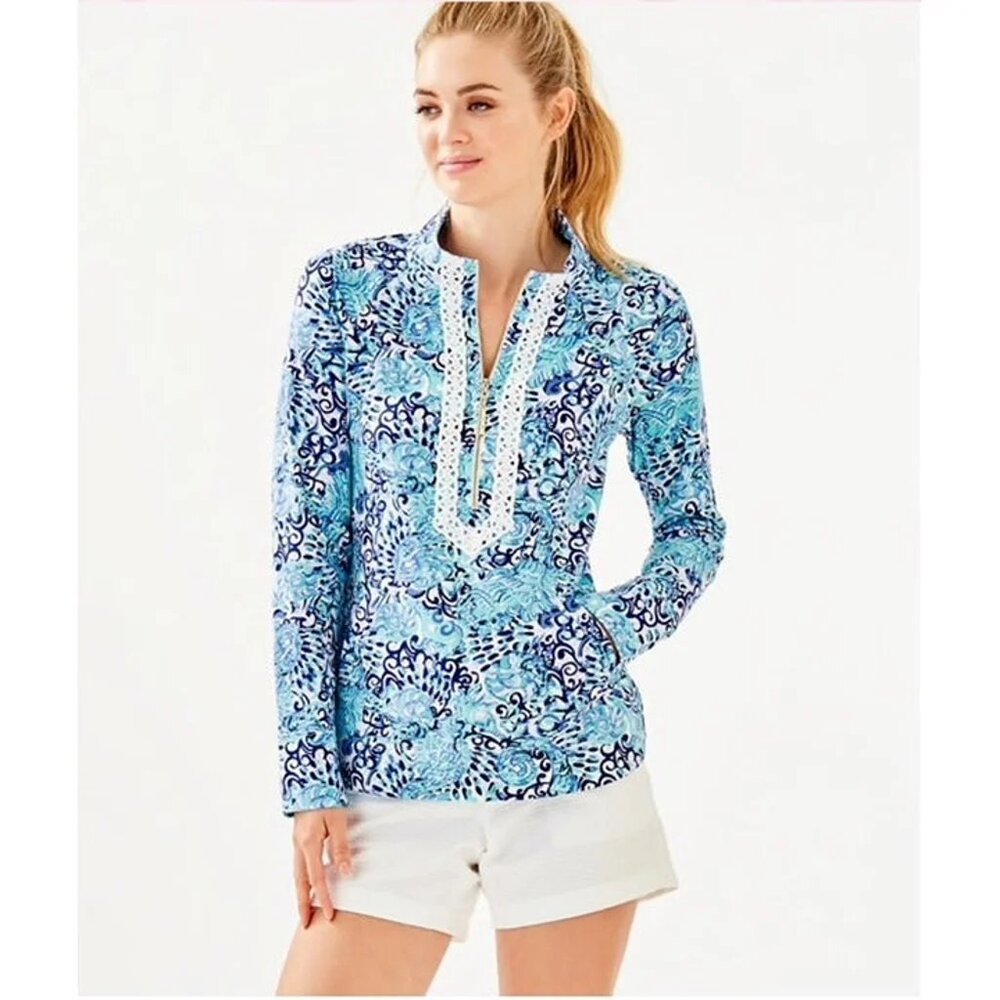 NWT Lilly Pulitzer Janie Popover in Light Aqua Spritz Size XXS